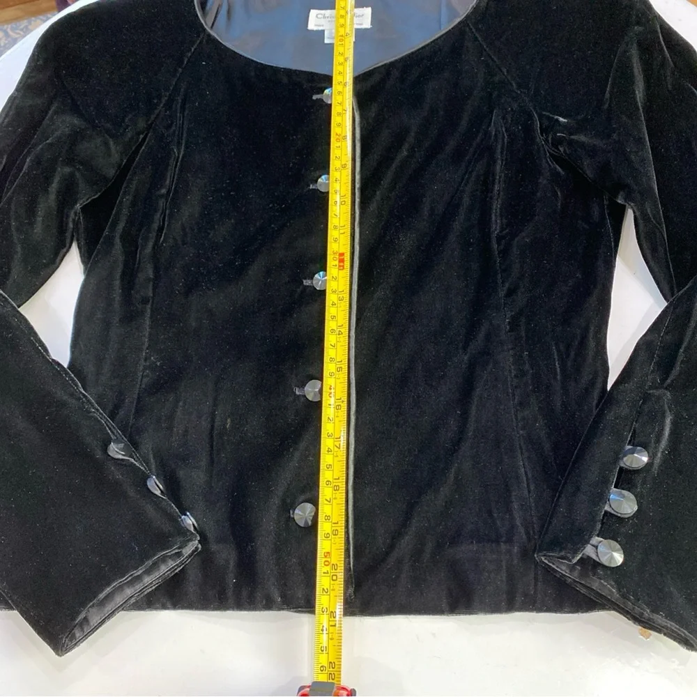 VTG Christian Dior black velvet cropped Jacket with satin trim